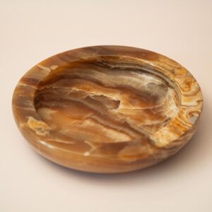 Beige Onyx schaal – sleutelbakje of sieradenschaal, met natuurlijke adering