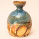 Dripglaze vaasje blauw bruin van Canterbury Pottery
