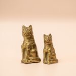 Set van 2 messing katten beeldjes vintage