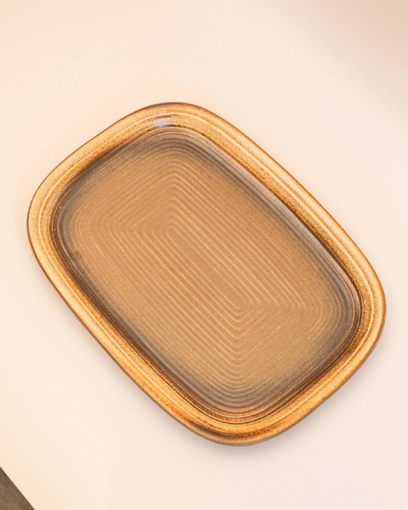 Bruine Gerzit serveerschaal West Germany in HK Living stijl