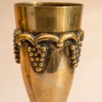 Set van 2 vintage messing champagneglazen met druiven