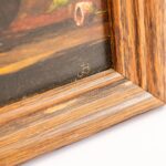 Olieverf schilderijtje bos bloemen in houten frame, gesigneerd JB