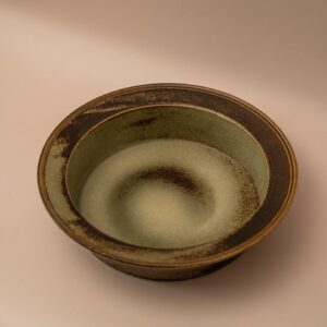 Grote donkerbruine vintage serveerschaal van Porsgrund Lava