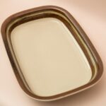 Hoge vintage bruin-groene keramische schaal van Arabia Karelia