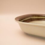 Hoge vintage bruin-groene keramische schaal van Arabia Karelia