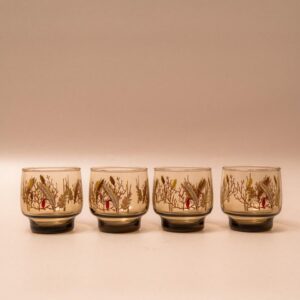 Set van 4 Luminarc "Tivoli" smoke glass glazen – jaren 70