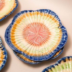 Set van 5 Majolica schelpbordjes, handgeschilderd uit Portugal