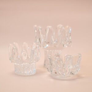 Set van drie glazen Sunflower kandelaars, Kosta Boda